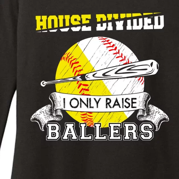 House Divided I Only Raise Ballers Baseball Softball Mom And Dad Womens CVC Long Sleeve Shirt