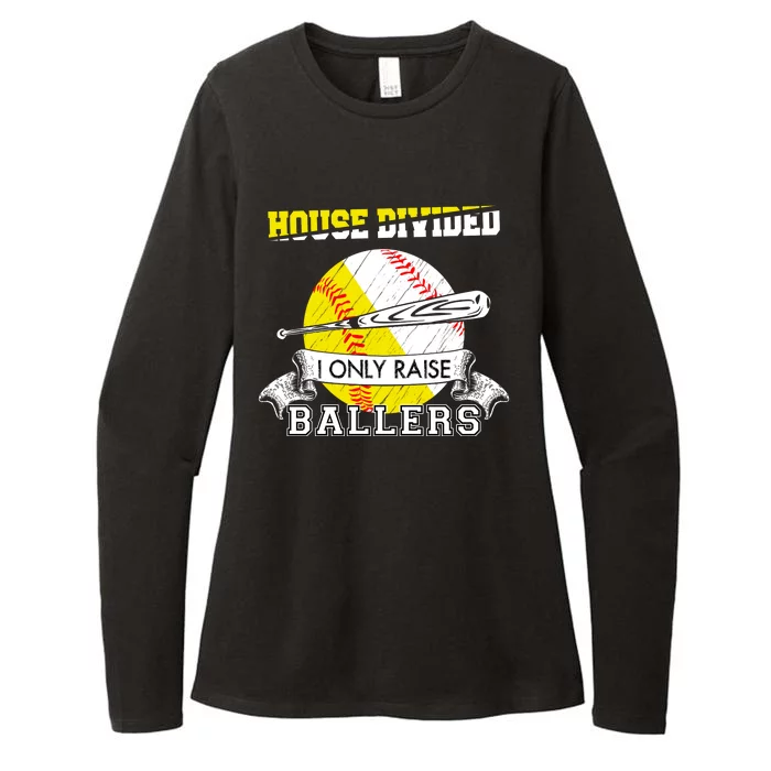 House Divided I Only Raise Ballers Baseball Softball Mom And Dad Womens CVC Long Sleeve Shirt