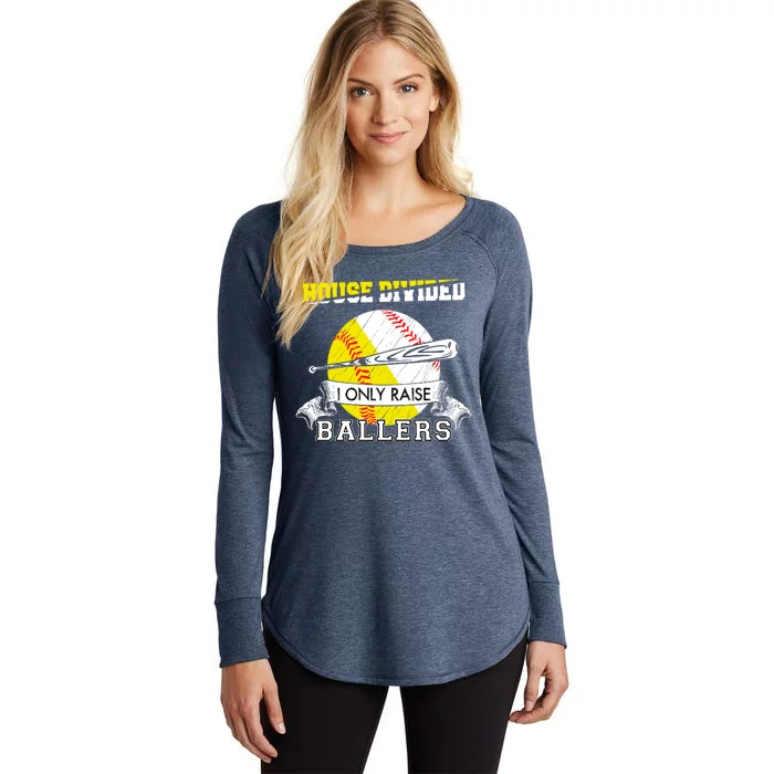 House Divided I Only Raise Ballers Baseball Softball Mom And Dad Women's Perfect Tri Tunic Long Sleeve Shirt