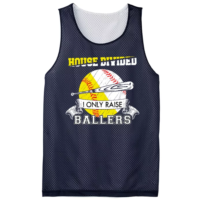 House Divided I Only Raise Ballers Baseball Softball Mom And Dad Mesh Reversible Basketball Jersey Tank