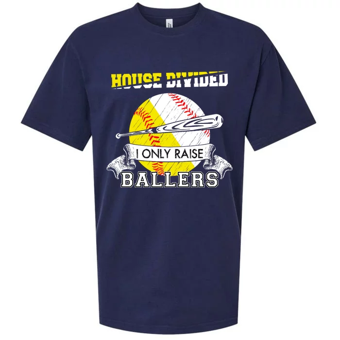 House Divided I Only Raise Ballers Baseball Softball Mom And Dad Sueded Cloud Jersey T-Shirt