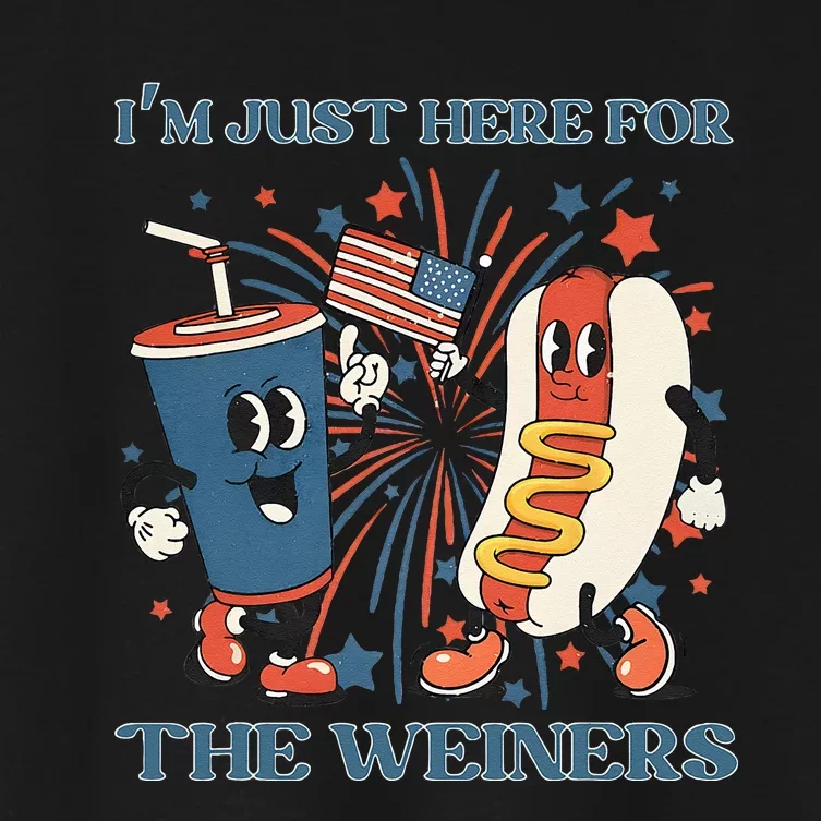 Hot Dog Im Just Here For The Wieners 4Th Of July Women's Crop Top Tee