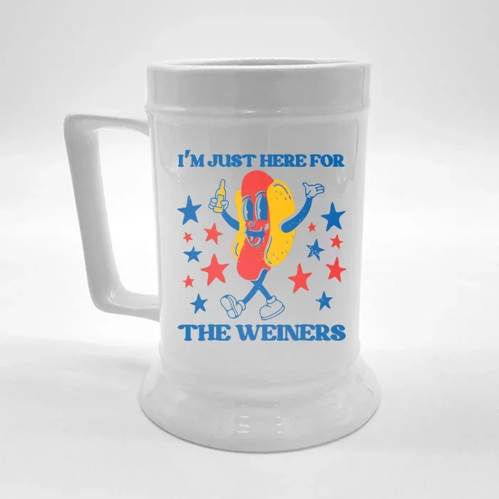 Hot Dog Im Just Here For The Wieners 4Th Of July Front & Back Beer Stein