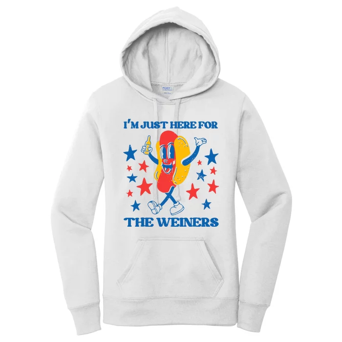 Hot Dog Im Just Here For The Wieners 4Th Of July Women's Pullover Hoodie