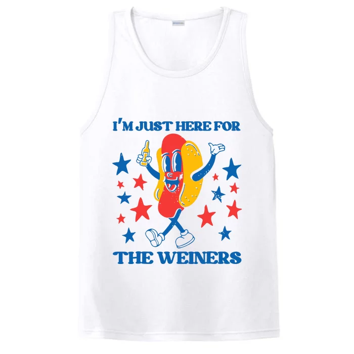 Hot Dog Im Just Here For The Wieners 4Th Of July Performance Tank