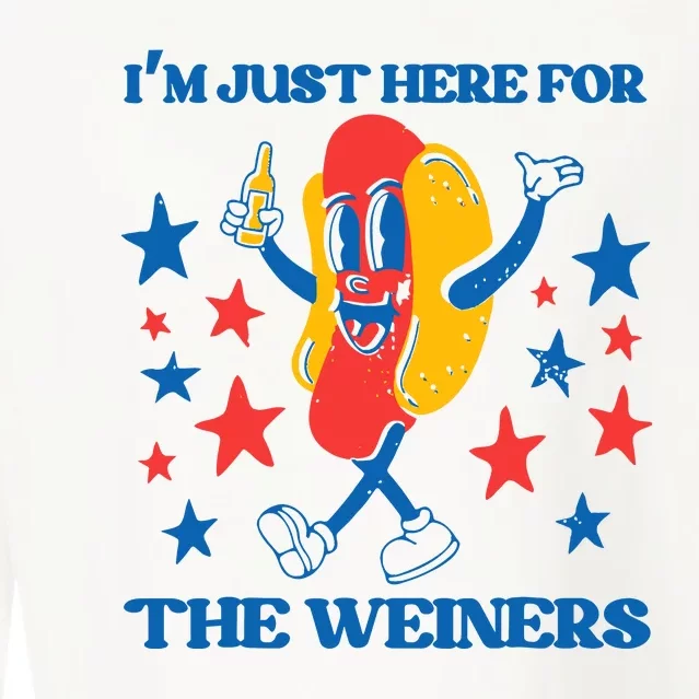 Hot Dog Im Just Here For The Wieners 4Th Of July Cropped Pullover Crew