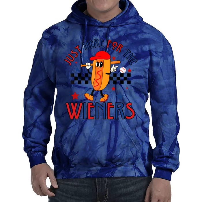 Hot Dog Im Just Here For The Wieners 4Th Of July Tie Dye Hoodie