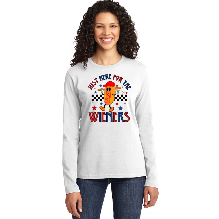 Hot Dog Im Just Here For The Wieners 4Th Of July Ladies Long Sleeve Shirt