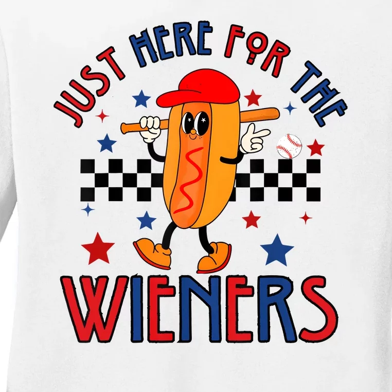 Hot Dog Im Just Here For The Wieners 4Th Of July Ladies Long Sleeve Shirt