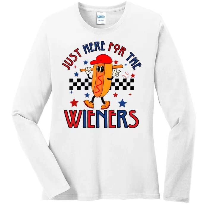 Hot Dog Im Just Here For The Wieners 4Th Of July Ladies Long Sleeve Shirt