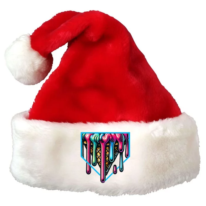 Homeplate Drip Icecream For Softball & Baseball Fans Premium Christmas Santa Hat