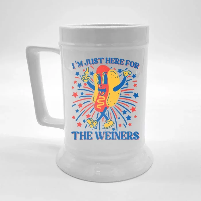 Hot Dog Im Just Here For The Wieners 4Th Of July Front & Back Beer Stein