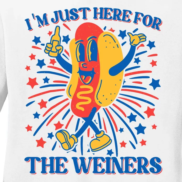 Hot Dog Im Just Here For The Wieners 4Th Of July Ladies Long Sleeve Shirt