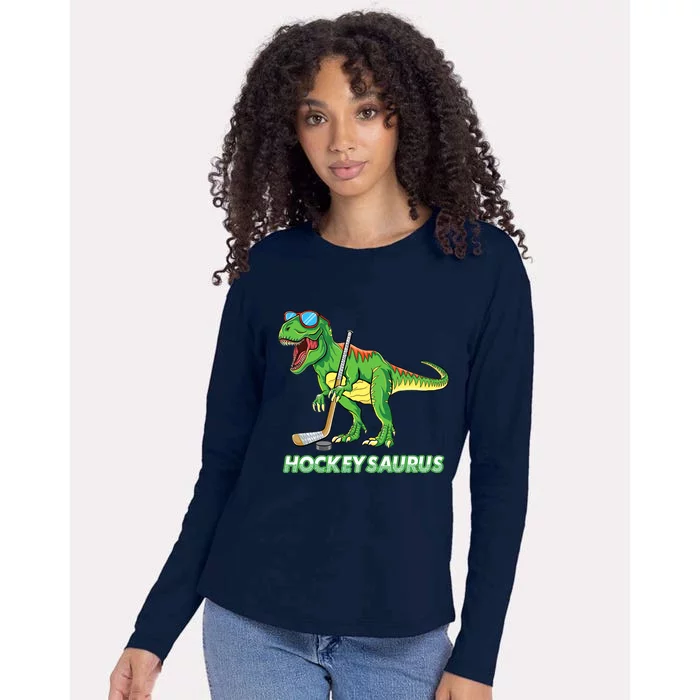 Hockeysaurus Dinosaur Ice Hockey Trex Ice Hockey Premium Womens Cotton Relaxed Long Sleeve T-Shirt