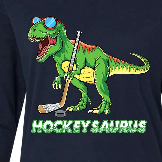 Hockeysaurus Dinosaur Ice Hockey Trex Ice Hockey Premium Womens Cotton Relaxed Long Sleeve T-Shirt