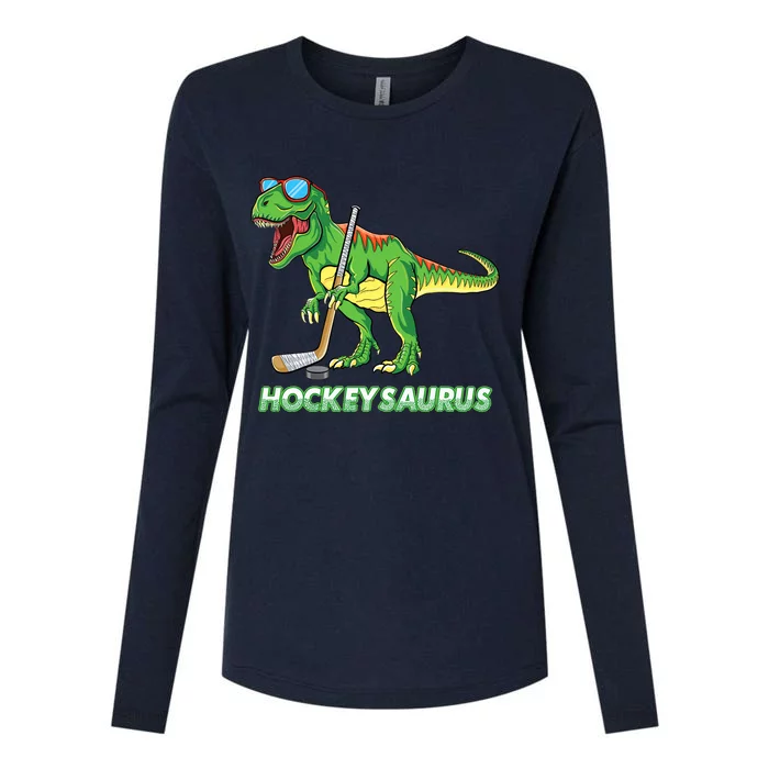 Hockeysaurus Dinosaur Ice Hockey Trex Ice Hockey Premium Womens Cotton Relaxed Long Sleeve T-Shirt