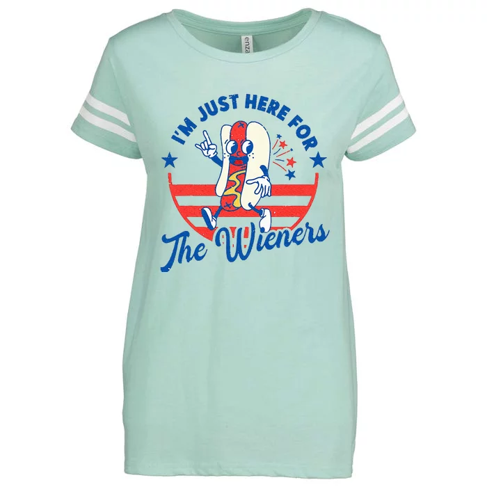 Hot Dog IM Just Here For The Wieners 4th Of July Enza Ladies Jersey Football T-Shirt