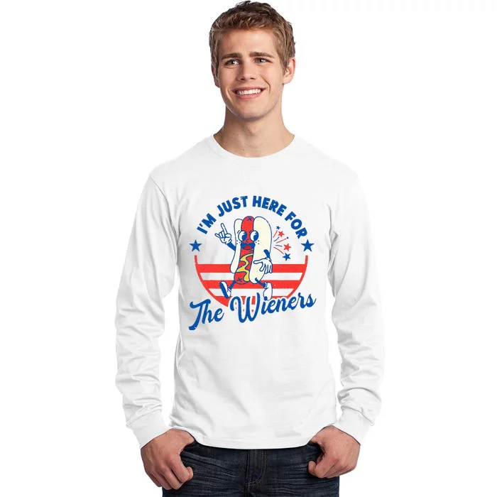 Hot Dog IM Just Here For The Wieners 4th Of July Tall Long Sleeve T-Shirt