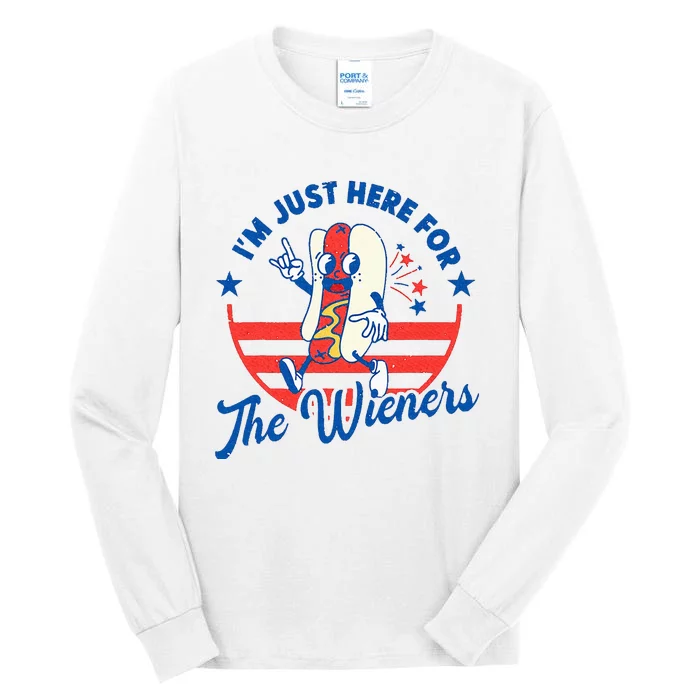 Hot Dog IM Just Here For The Wieners 4th Of July Tall Long Sleeve T-Shirt