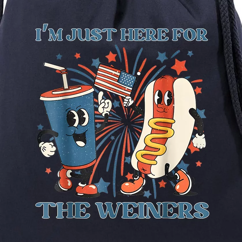 Hot Dog Im Just Here For The Wieners 4Th Of July Drawstring Bag