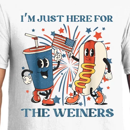 Hot Dog Im Just Here For The Wieners 4Th Of July Pajama Set