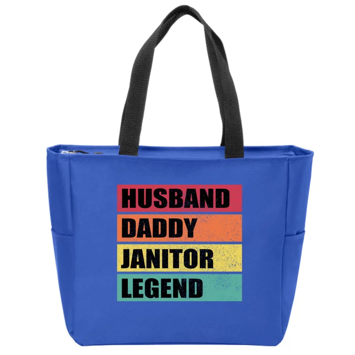 Husband Daddy Janitor Legend Retro Fathers Day Meaningful Gift Zip Tote Bag