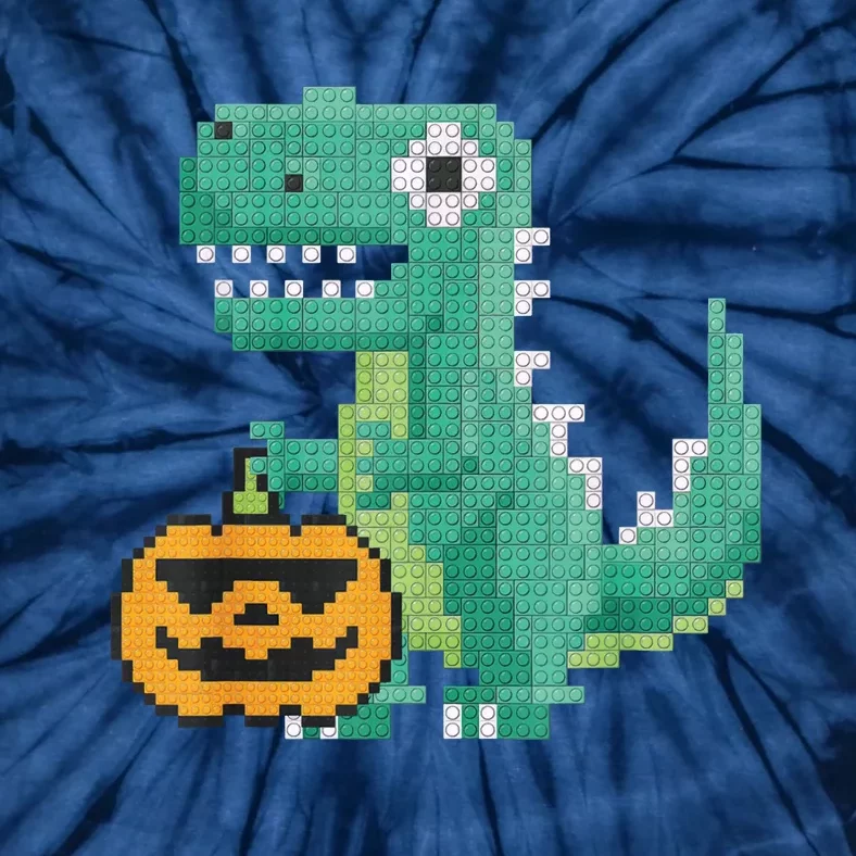 Halloween Dinosaur Kids Master Builder Building Blocks Brick Tie-Dye T-Shirt