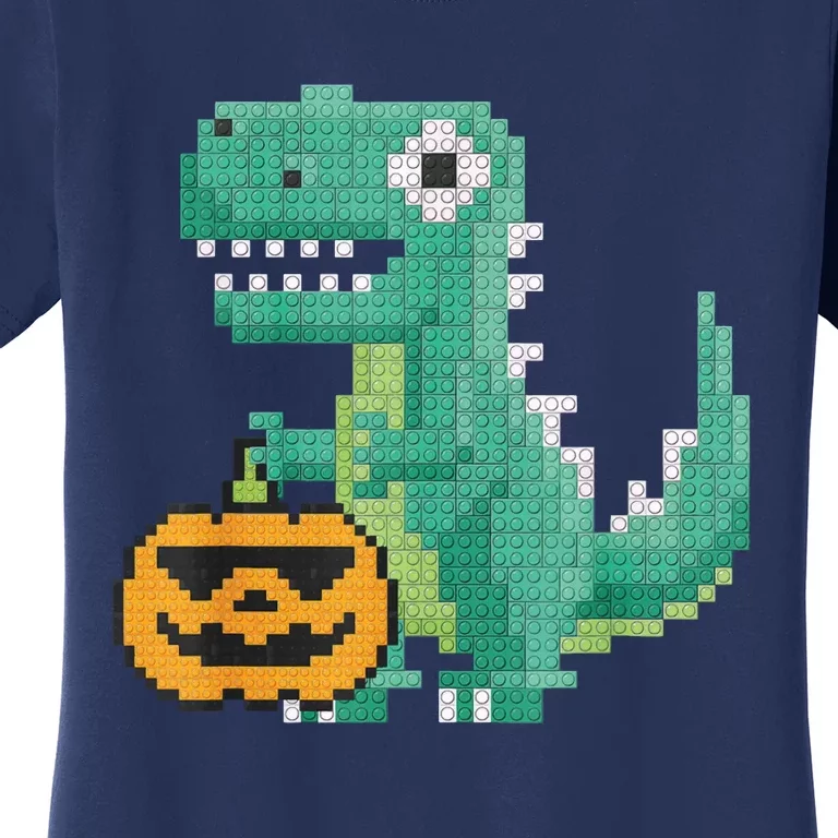 Halloween Dinosaur Kids Master Builder Building Blocks Brick Women's T-Shirt