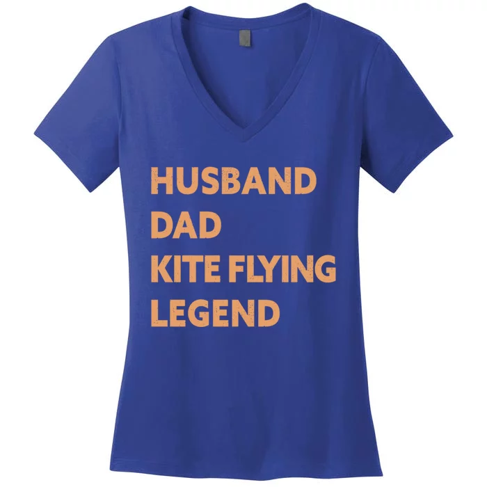 Husband Dad Kite Flying Legend Funny Kite Flyer Great Gift Women's V-Neck T-Shirt