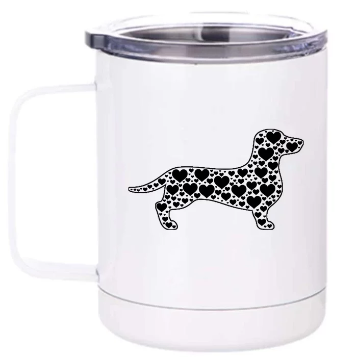 Heart Dog Lover Funny Gift Dachshund Puppy Valentines Day Gift Front & Back 12oz Stainless Steel Tumbler Cup