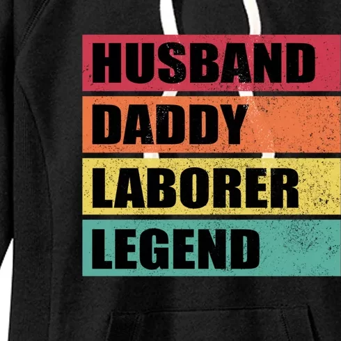 Husband Daddy Laborer Legend Retro Fathers Day Cool Gift Women's Fleece Hoodie