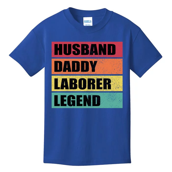 Husband Daddy Laborer Legend Retro Fathers Day Cool Gift Kids T-Shirt