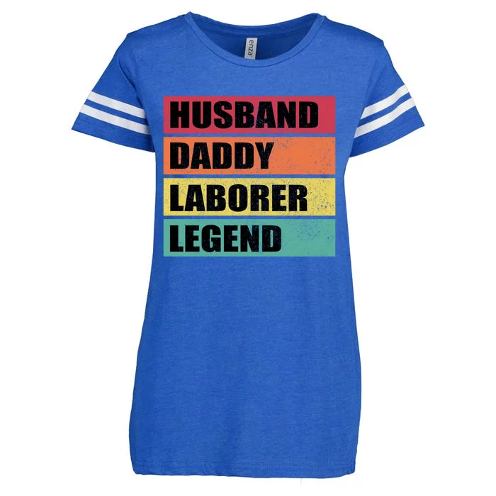 Husband Daddy Laborer Legend Retro Fathers Day Cool Gift Enza Ladies Jersey Football T-Shirt