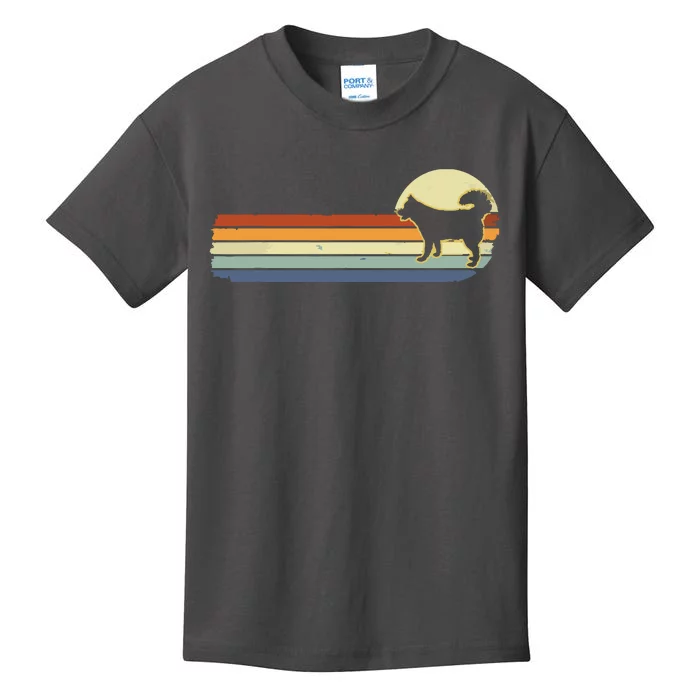 Husky Dog Lover Gift Retro Vintage Silhouette Kids T-Shirt