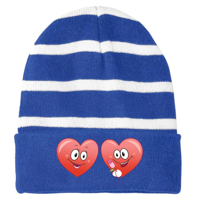 Heart Design Love Partnership Rotic Partner Heart Gift Striped Beanie with Solid Band