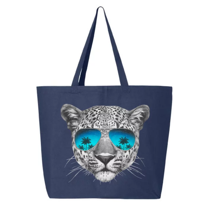 Hand Drawn Leopard Portrait Mirror Sunglasses 25L Jumbo Tote