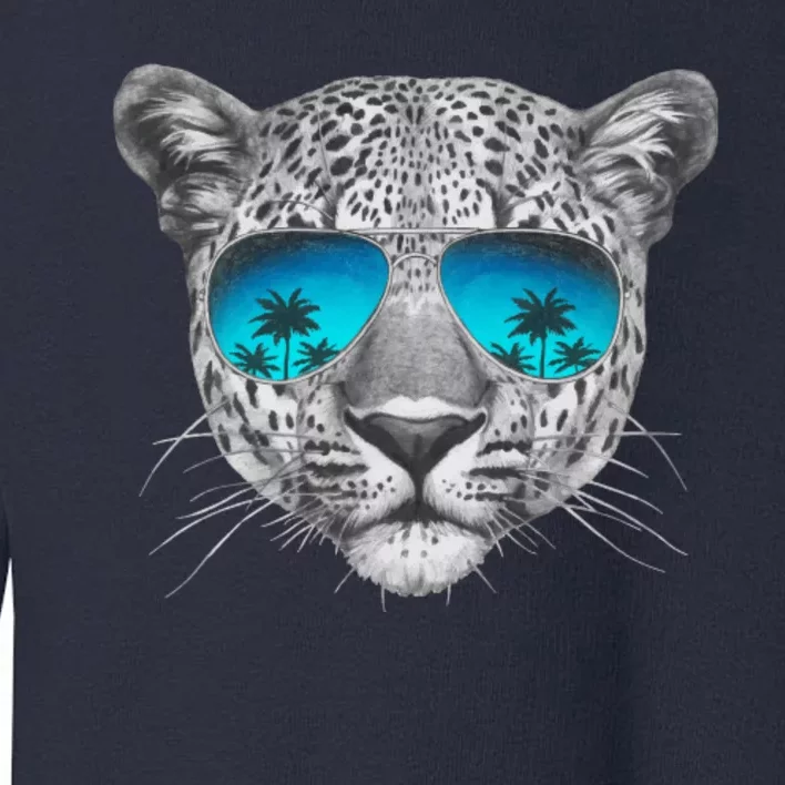 Hand Drawn Leopard Portrait Mirror Sunglasses Toddler Sweatshirt