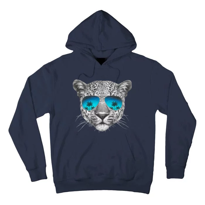 Hand Drawn Leopard Portrait Mirror Sunglasses Tall Hoodie