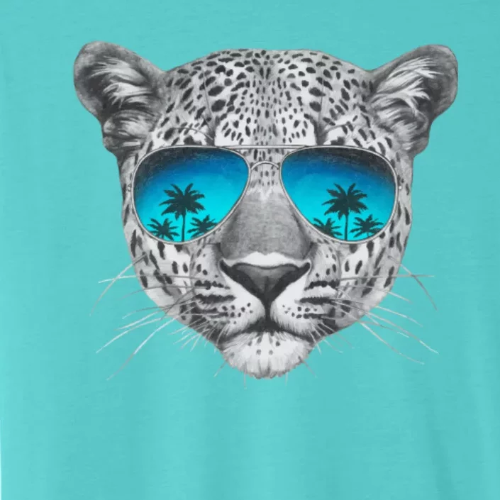 Hand Drawn Leopard Portrait Mirror Sunglasses ChromaSoft Performance T-Shirt