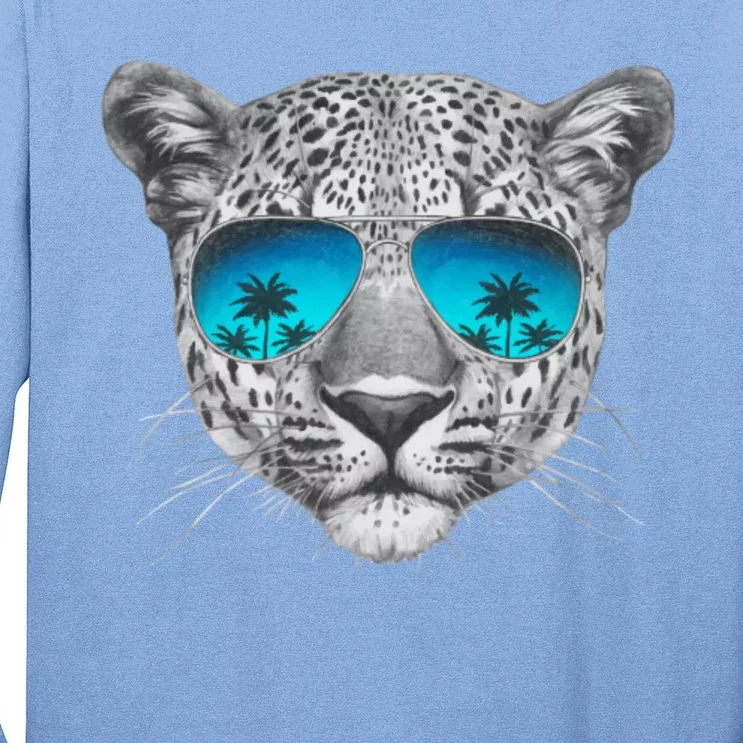 Hand Drawn Leopard Portrait Mirror Sunglasses Long Sleeve Shirt