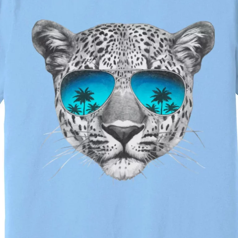 Hand Drawn Leopard Portrait Mirror Sunglasses Premium T-Shirt