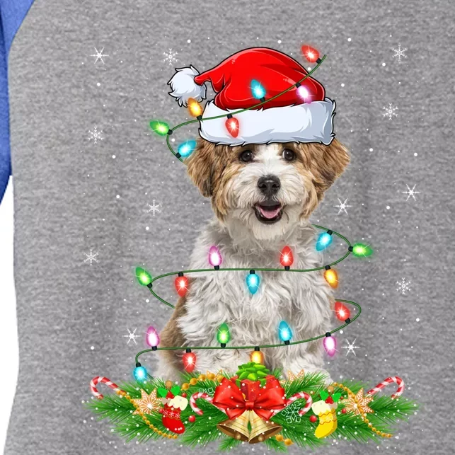 Havanese Dog Lover Lighting Xmas Santa Havanese Christmas Cute Gift Women's Tri-Blend 3/4-Sleeve Raglan Shirt