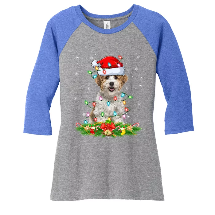 Havanese Dog Lover Lighting Xmas Santa Havanese Christmas Cute Gift Women's Tri-Blend 3/4-Sleeve Raglan Shirt