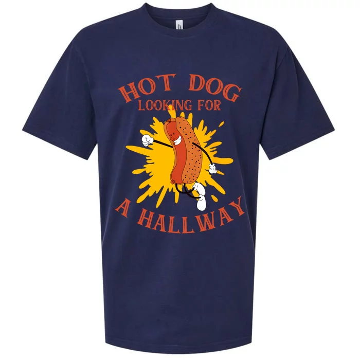 Hot Dog Looking For A Hallway Apparel Sueded Cloud Jersey T-Shirt