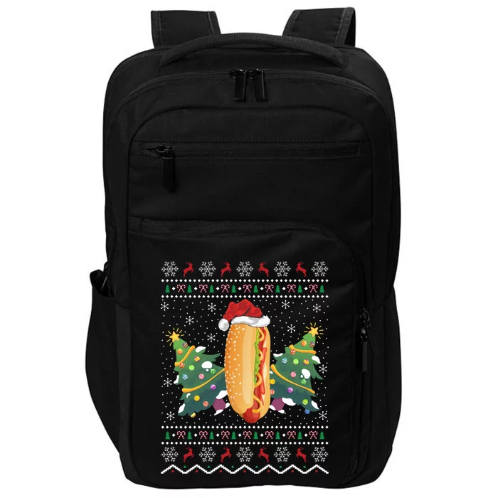 Hot Dog Lover Xmas Gift Ugly Hot Dog Christmas Gift Impact Tech Backpack