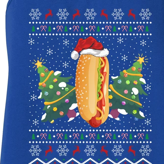 Hot Dog Lover Xmas Gift Ugly Hot Dog Christmas Gift Women's Racerback Tank