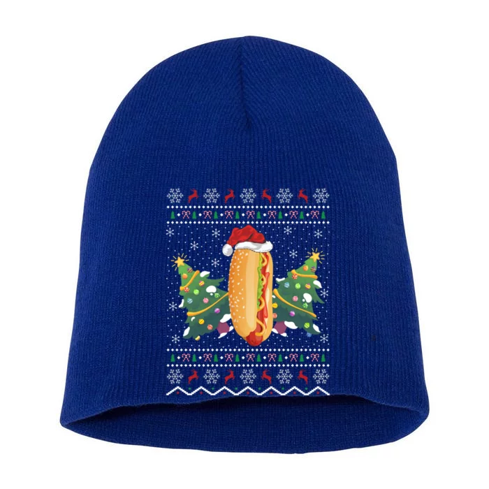 Hot Dog Lover Xmas Gift Ugly Hot Dog Christmas Gift Short Acrylic Beanie