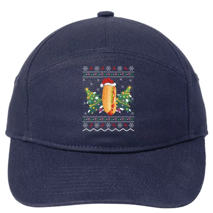 Hot Dog Lover Xmas Gift Ugly Hot Dog Christmas Gift 7-Panel Snapback Hat