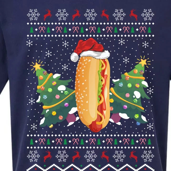 Hot Dog Lover Xmas Gift Ugly Hot Dog Christmas Gift Sueded Cloud Jersey T-Shirt