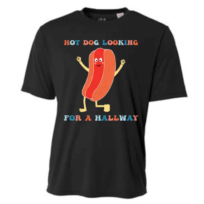 Hot Dog Looking For A Hallway Funny Hot Dog Lover Cooling Performance Crew T-Shirt